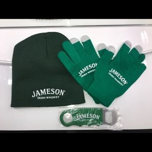Jameson Irish whiskey beanie gloves bottle opener